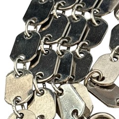 Vintage Flat Disc Necklace Extra Long Chain Link 56 in Silver Tone Metal Layered