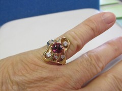 Beautiful Pink Tourmaline and Diamond Ring 14k Gold Size 7.5 MAKE OFFER