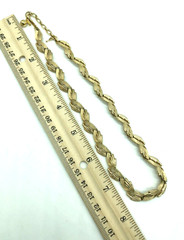 Crown Trifari Necklace Woven Ribbon Spray Textured Gold Tone 16″ Vintage 1960s