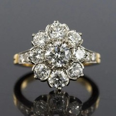 Floral Art Deco Style Lab Created Diamond 14K Yellow Gold FN Engagement Ring