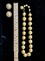 Vintage Marvella Golden Barouqe Faux Pearl Necklace & Earrings Set