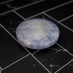 Vintage Pendant/Large Bead Blue Cracked Pattern Circle – No Chain Included