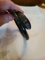 Antiqe Victorian buffalo carved enameled snake bracelet, estate