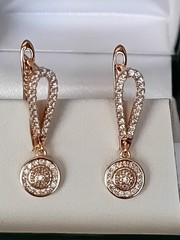 Vintage 1990-s 14 Ct Rolled Gold Zircons Earrings-Hallmarked 585 RG