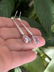 Vintage Signed 925 Silver Amethyst Marcasite Dangle Earrings February Birthstone