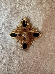 Vintage Maltese Cross Red Center Stone And Blackstones Benedikt NY Maltese Cros