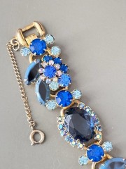 Vintage Verified JULIANA D&E Blue Two Toned Brooch/Pendant Bracelet Earring Set