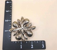 Vintage Brooch Red Pink & Ab Rhinestone Flower Brooch 0368