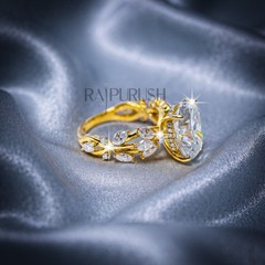 Oval and Marquise Moissanite Engagement Ring 925 Sterling Silver Bridal Promise