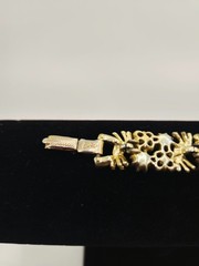 Vintage Coro Signed Gold Tone Link Bracelet Blue Aurora Borealis Rhinestone