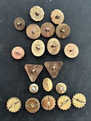 Vintage Costume Jewelry Button Lot Of 20 Yellow Red Blue Purple Green Gray White