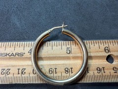 6.24g Vintage Sterling Silver 925 Large Hoop Earrings Etched Pattern M