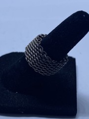 Tiffany & Co. Sterling Silver 925 Somerset Mesh Wide Band Ring Size 4.5 COA