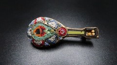 Vintage Mandolin Mosaic Brooch Made in Italy 4.5cm BB5