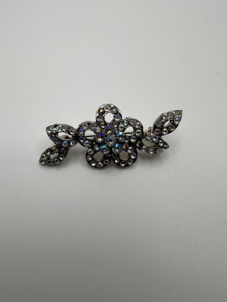 Vintage Rhinestone Flower Brooch 4.5cm BB10