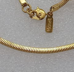 Signed MONET Square Snake Chain Necklace & Square Hoop & Small Hoop Earrings Lot