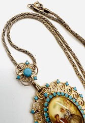 JULIANA Delizza & Elster Turquoise Rhinestone Transfer Necklace Vintage Jewelry