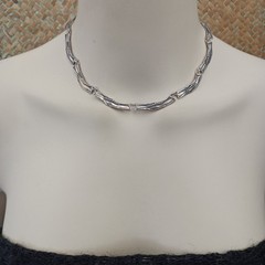 Vintage Israeli Silver Necklace Modernist Art Nouveau Revival Choker Handmade