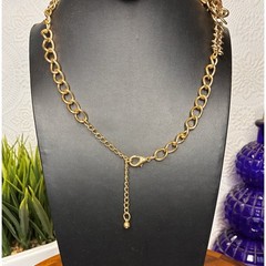 Hot Pink Rhinestone Gold Chain Statement necklace 22”