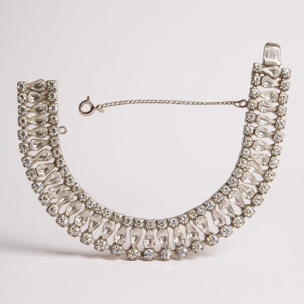 Vintage B David Rhinestone Bracelet Diamante Crystal Prong Set 7in