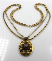 Vintage JULIANA for Celebrity NY Red Moroccan Matrix Gold Tone Necklace 20″