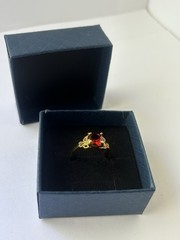Vintage Red Cubic Zirconia Ring Gold Plated Womens Size 9