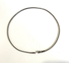 VTG AGI 8g 3mm 925 Sterling Silver Fancy 15” Omega Italian Design Flat Necklace