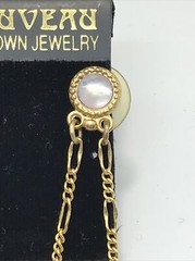 Vintage ART NOUVEAU by Crown Jewelry Gold- Pink Enamel Dangle Pierced Earrings