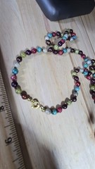 Vintage Dyed Stone Hand Knotted Beaded Necklace Multicolor Handmade