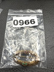 Vintage 1928 Brand Gold Tone Filigree Oval Brooch Etruscan – Victorian Style