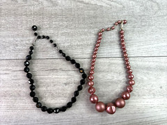 Vintage Unbranded Lot Of 2 Necklaces Faux Pearl/Bead Costume Jewelry