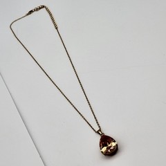 Lovely vintage amber rhinestone pendant necklace party resort flirty