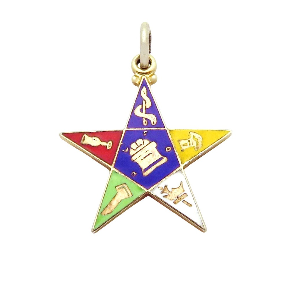Vintage Danecraft Sterling Silver Order of the Eastern Star Masonic Enamel Charm