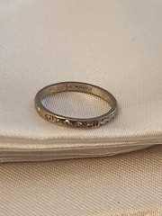 Antique platinum Diamond Ring Band Sz 4 Wedding Anniversary