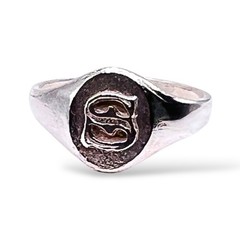 Initial Letter S Signet 925 Sterling Silver Baby Child Pinky Ring SZ 3.25