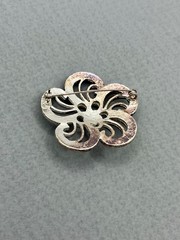 Vintage Marcasite Style Silver Tone Floral Scroll Brooch