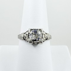 Antique 18k White Gold 0.65ct BELAIS Old European Cut Diamond Engagement Ring