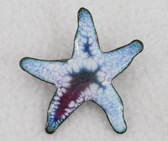 3 ViNTAGE MCM ENAMEL ON COPPER STARFiSH SEAHORSE CATTAiLS SUNSET BROOCH PiN LOT