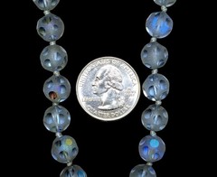 Vintage Light Blue Czech Glass Bead Soccer Ball Frosted Knotted Choker Necklace