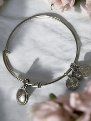 Alex and ANI October Rose Crystal Birthstone Silver Tone ADJ Bangle 7” Bracelet