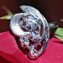 14k white gold 0.16ct diamond size 5.5 ring handmade 1920’s antique 4.0gr