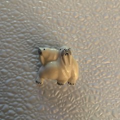 Vintage Hand-Carved Walrus Pin With Black Accents