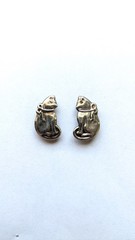 Vintage 925 Sterling Silver Sitting Cat Stud Earrings
