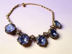 Art Nouveau Austrian Lilac Purple & Pink Crystal Brass Filigree Necklace