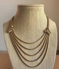 Classic Vintage Gold Tone Multi Strand Layered 15″ Snake Chain Necklace R30
