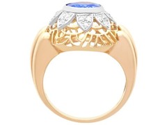 2.51ct Ceylon Sapphire and 0.24ct Diamond 18ct Yellow Gold Platinum Dress Ring