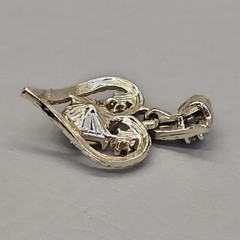Vtg Heart Pendant Dangle AB Rhinestone Gold Tone 1 5/8″