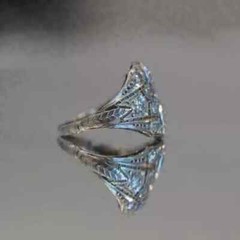 Art Deco Round Cut Lab Created Diamond Wedding Bridal 14K White Gold Finish Ring