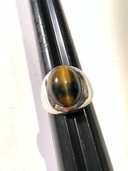 Vintage Sterling Silver Tigers Eye Dome Signet Ring Sz 10