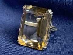 Vtg Large Sterling Silver Ring 16.18g Jewelry Size 6.5 Smoky Quartz Look *READ*